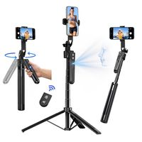Auto Face Tracking Tripod 360°Rotation Rechargeable Phone Tripod Stand 70" Extendable Smart Shooting Phone Stand with Remote and Gesture Control, No App, for iPhone Vlog Live Video Recording